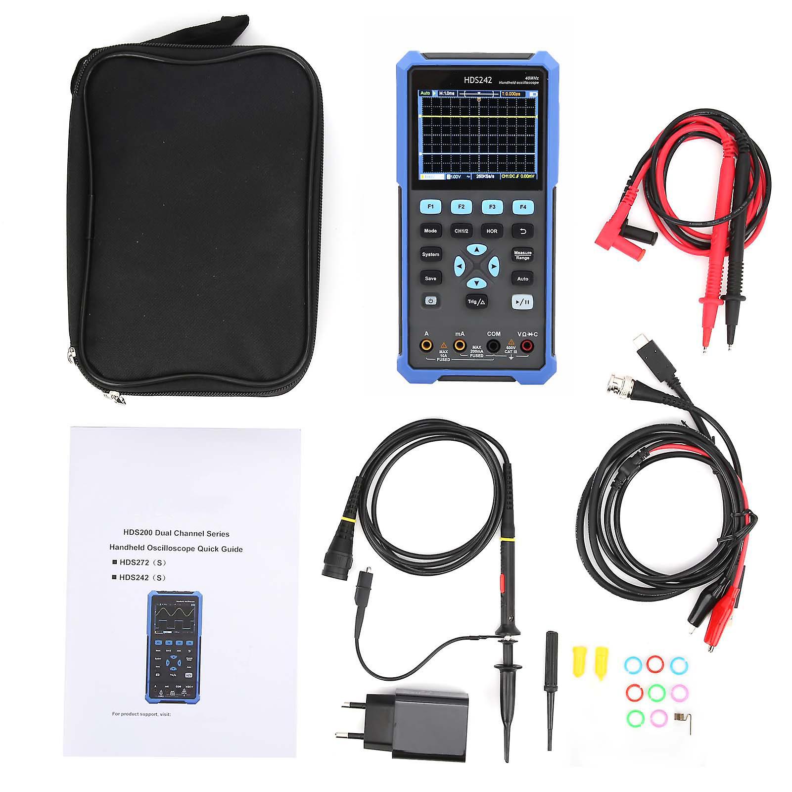 HDS242 Handheld Oscilloscope Multimeter Signal Source Waveform Generator Multifunctional Tester EU Plug 100-240V