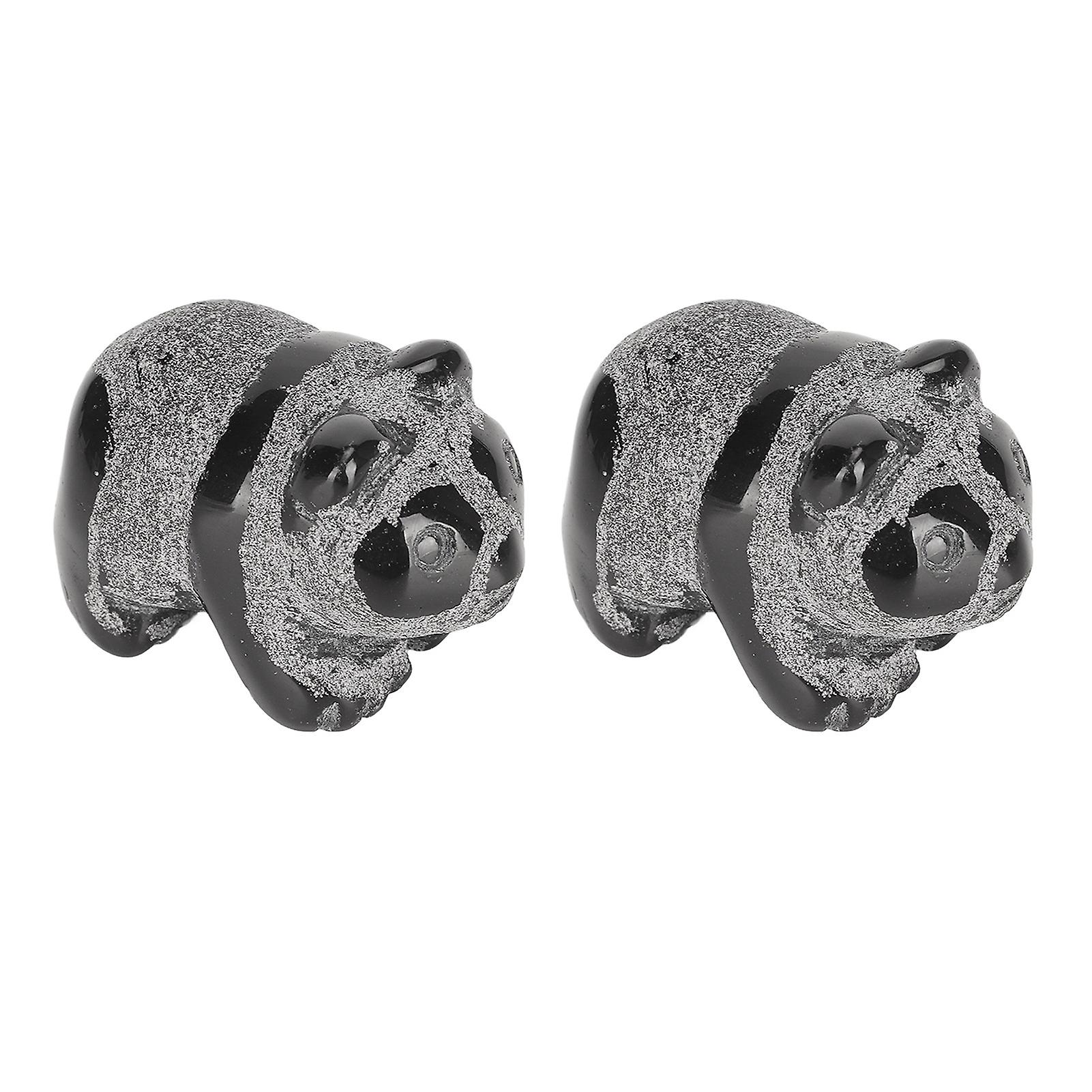 2pcs Panda Statue Obsidian Frosted Cute Mini Ingenious Handcrafted Panda Statue Decoration for Bedroom Bookshelf 