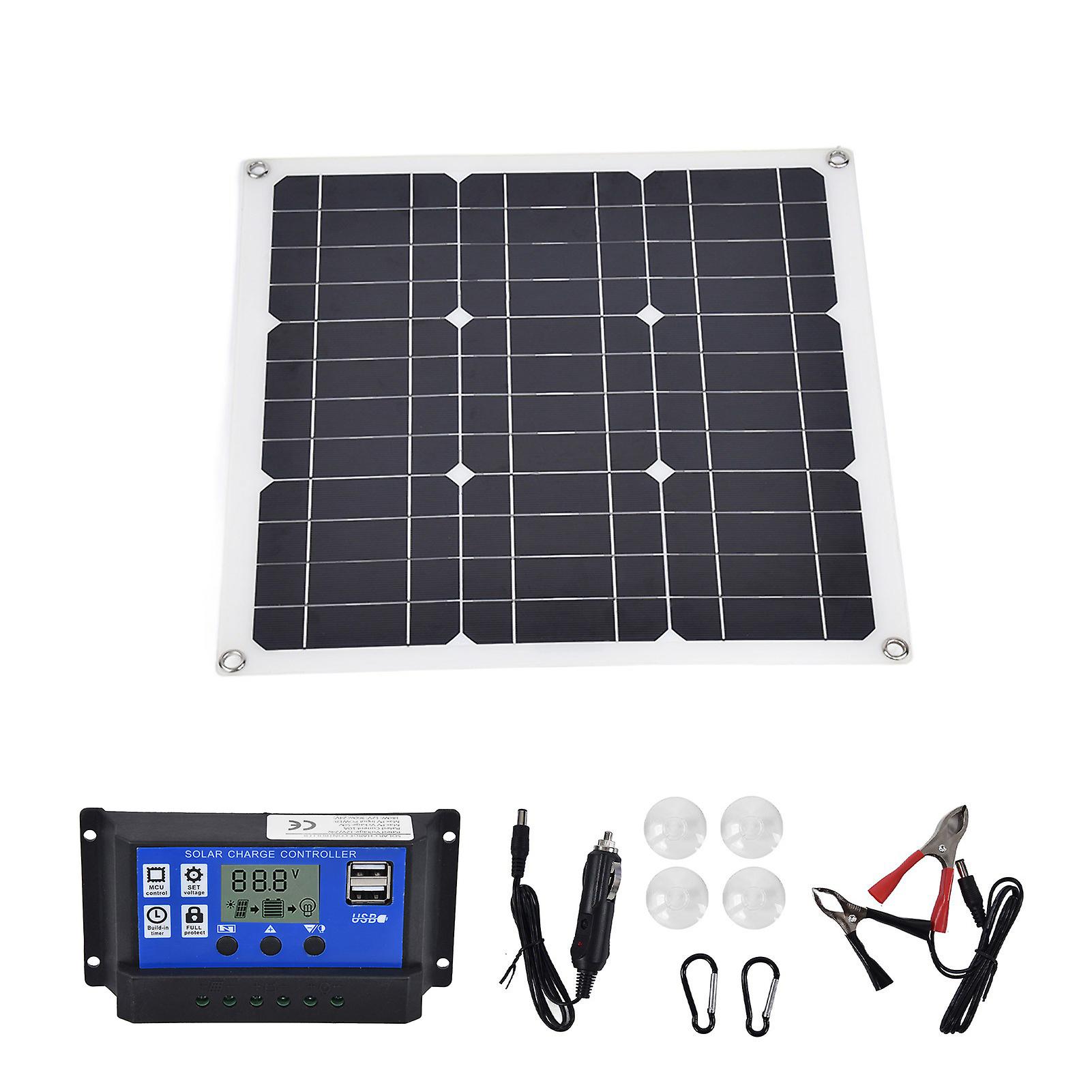 18V Monocrystalline Solar Panel Kit with 10A Controller & USB for Outdoor Charging