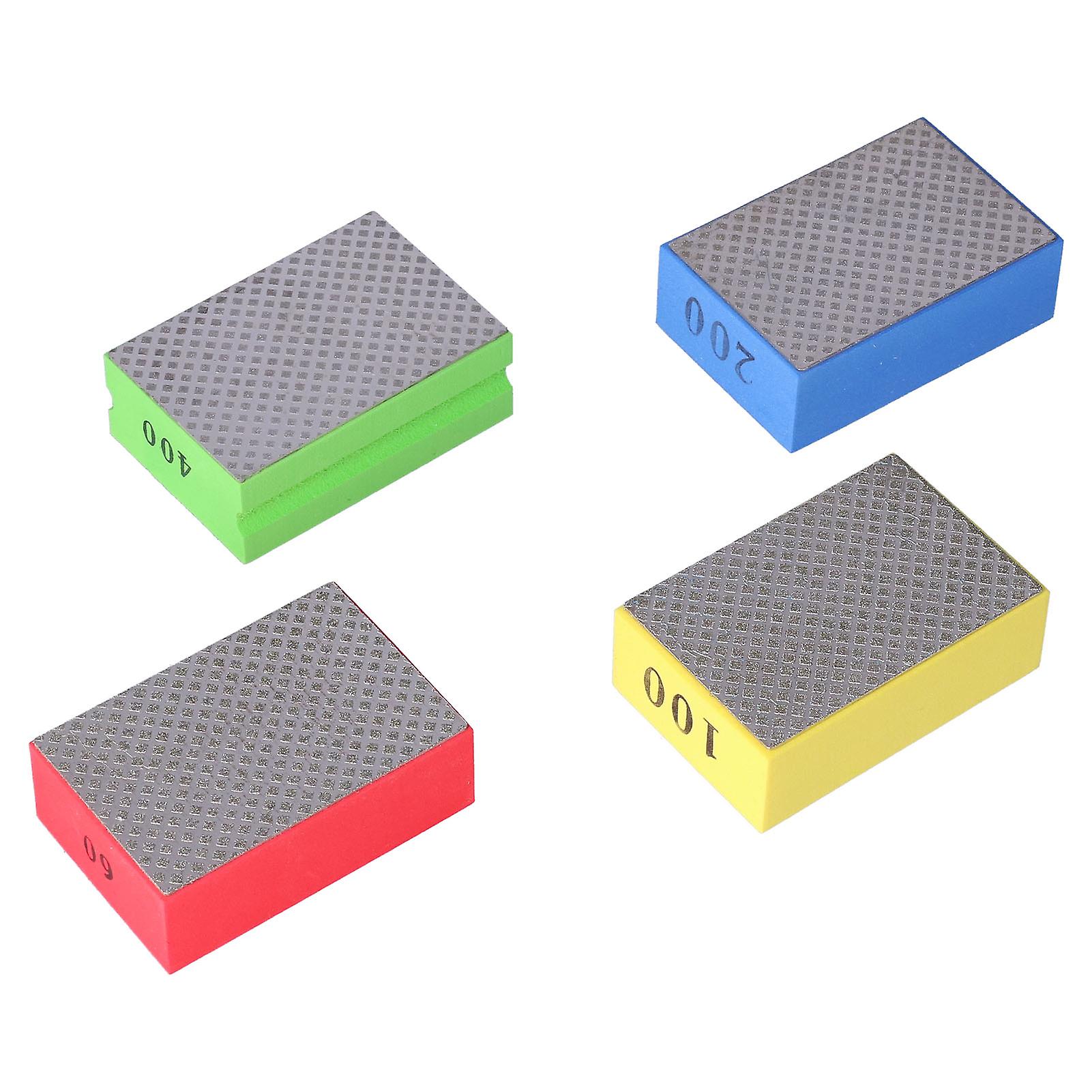 4Pcs Diamond Hand Polishing Pads for Tile and Stone, 60 100 200 400 Grit, Trimming and Deburring Tool for Smooth Finishing