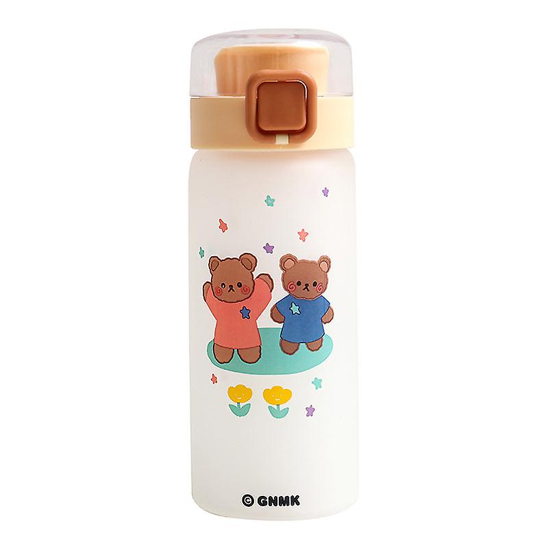 Kids Water Drinking Bottle Cute For Child Simple Cartoon Frosted Glass Personality With Tea Infuser Scale