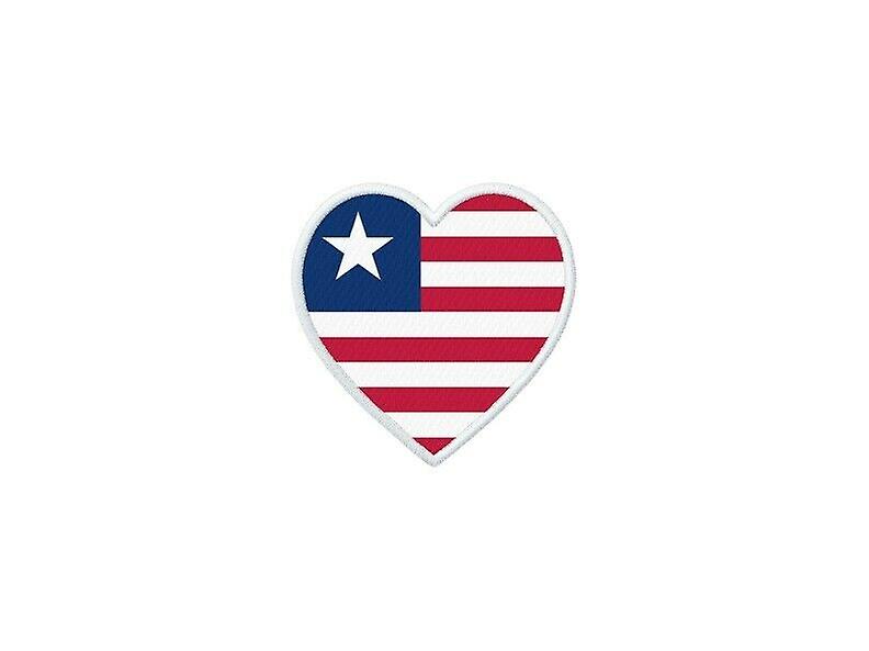 Patch badge ecusson prints thermocollant heart flag LB liberia