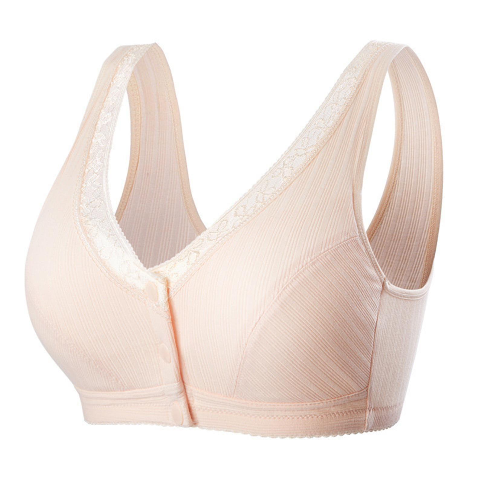 Comfortable Cotton Large Size Bra With Front Button Wireless Underwear Womens Breathable Seamless