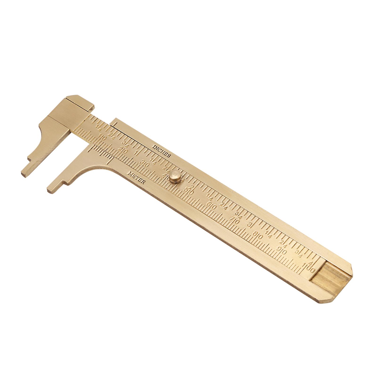 1pc Brass Sliding Gauge Vernier Caliper Ruler Measuring Tool Double Scales mm/inch (100mm) 9O5ZX