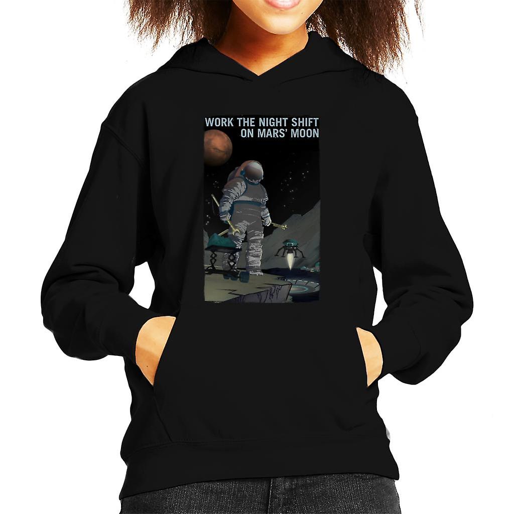 NASA Work The Night Shift On Mars Moon Kid's Hooded Sweatshirt