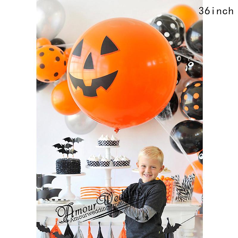 36 ιντσών Halloween λατέξ μπαλόνια κολοκύθα κεφάλι τρόμου γκριμάτσα βολβός ματιών μαύρο πορτοκαλί γίγαντας υπερμεγέθη μπαλόνι ευτυχισμένο πάρτι Helloween