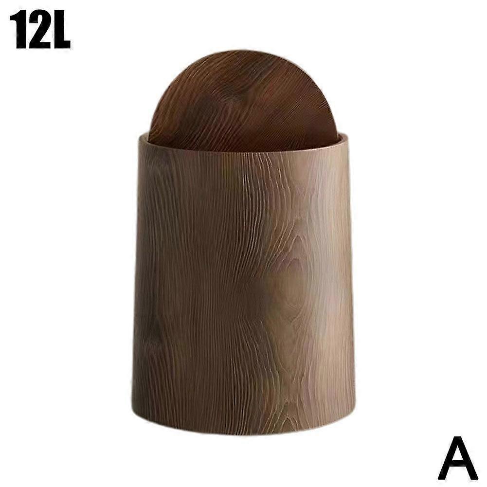 Retro Wood Grain Trash Can Wooden Garbage Bin Wood Wastebasket