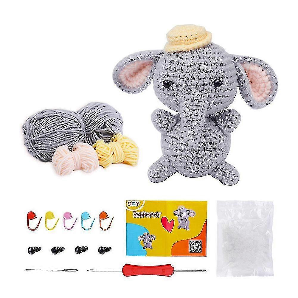 Cute Elephant Crochet Kit For Beginners With Crochet Yarn - Beginner Crochet Kit For Adults Crochet