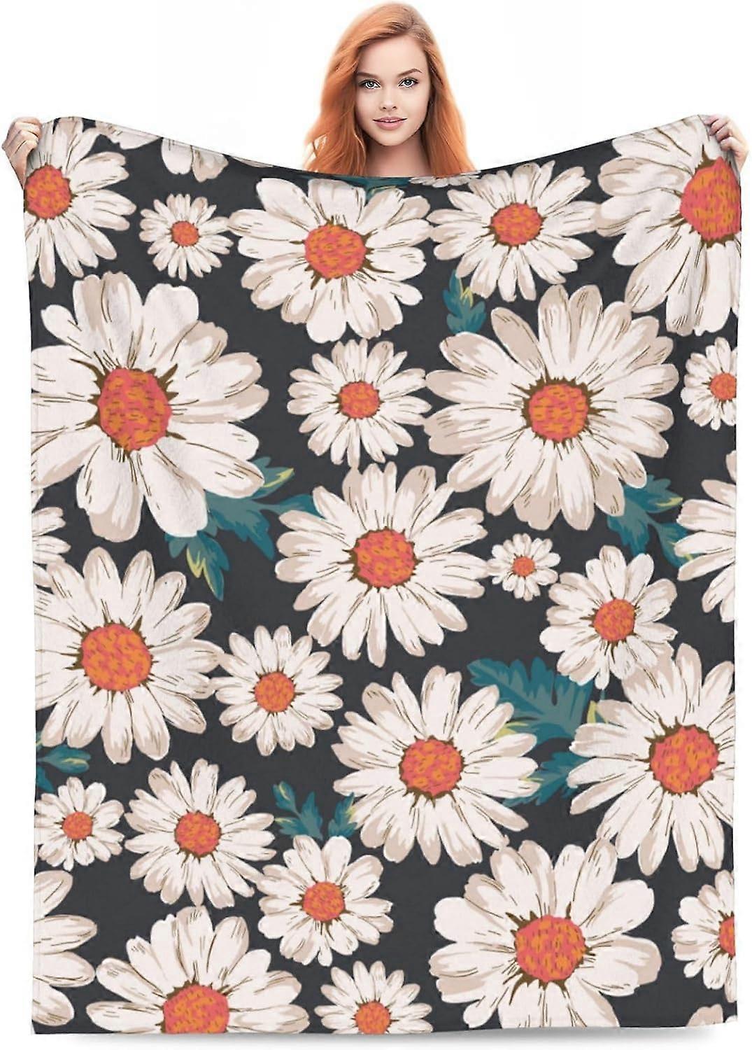 Çiçekler Papatya Battaniye Atma Battaniye Yumuşak Tüylü Seyahat Battaniyesi Yatak Odası Oturma Odası Kanepe Ofis Arabası Tüm Sezon Hediye Kızlar Erkekler Kadınlar Erkekler 80"x60