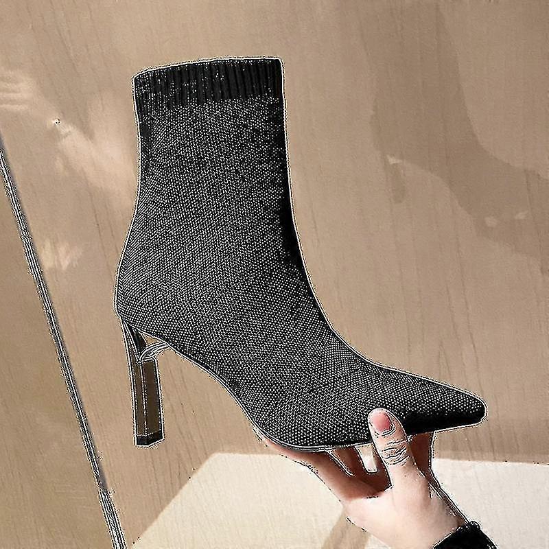 Femmes Stilettos Heel Pointed Toe Ankle Stretch Socks Boots