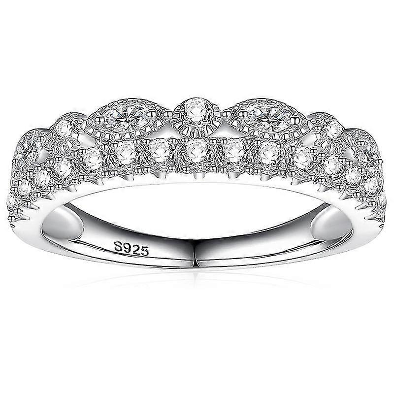 Moissanite Γαμήλια Μπάντα Half Eternity Ring 925 Sterling Silver D Color Color Stackable Ring για Γυναίκες Μέγεθος 5-9
