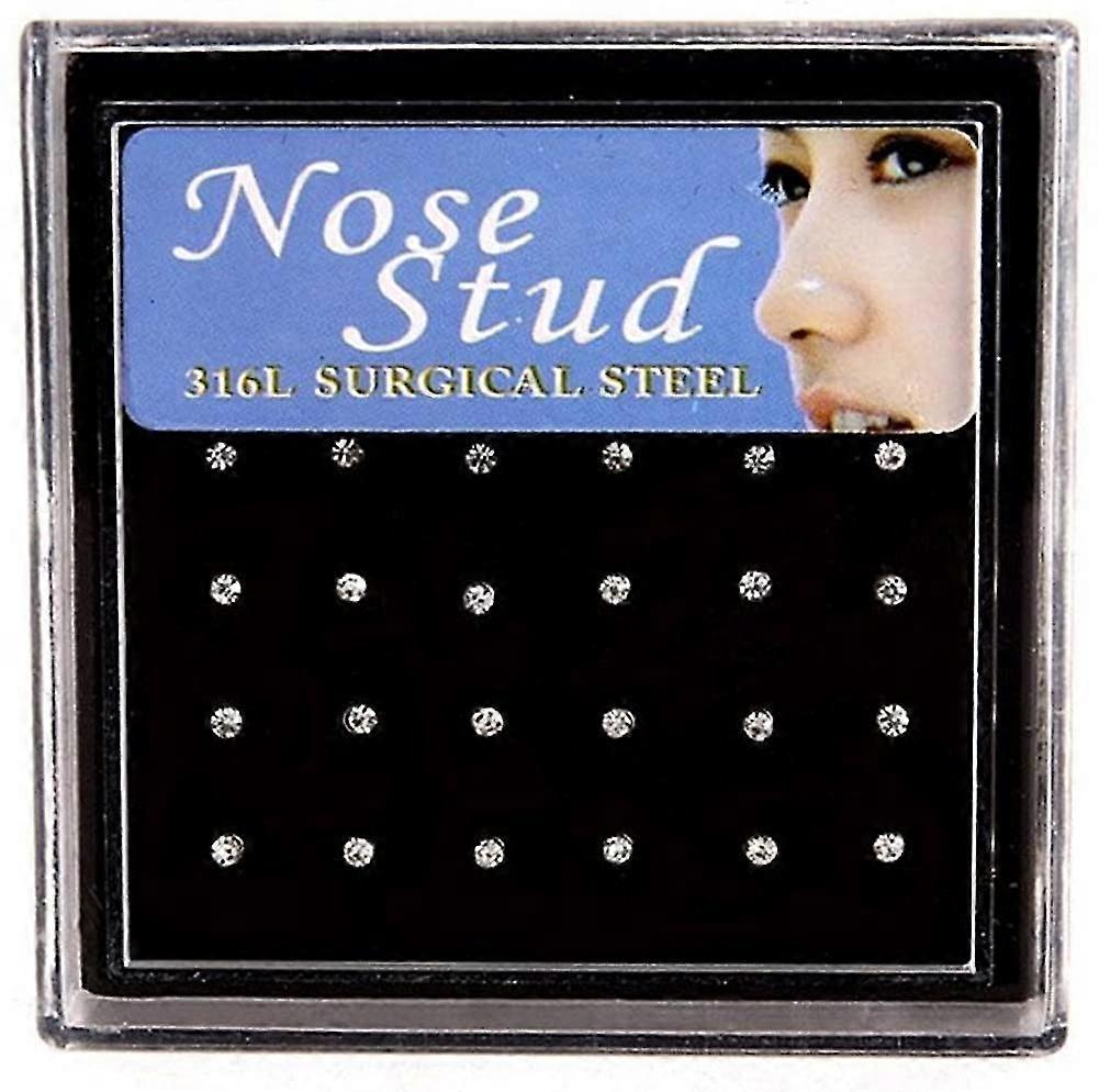 Keyzone 24 Pcs Lady Crystal Rhinestone Nose Ring Bone Stud Bar