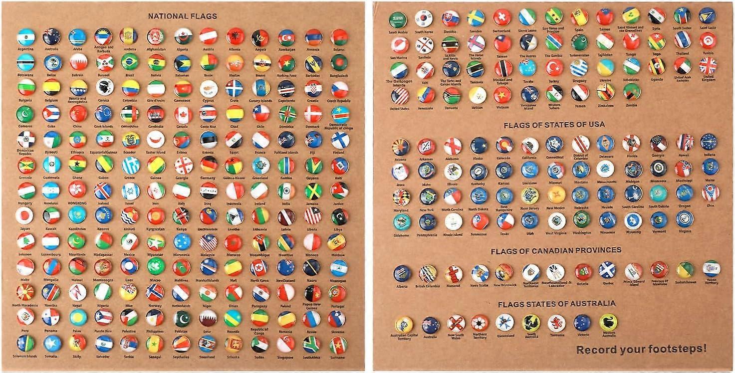 291pcs National Flag Thumb Tacks, Creative Country Flag Push Pins with Cork Board Push Pin