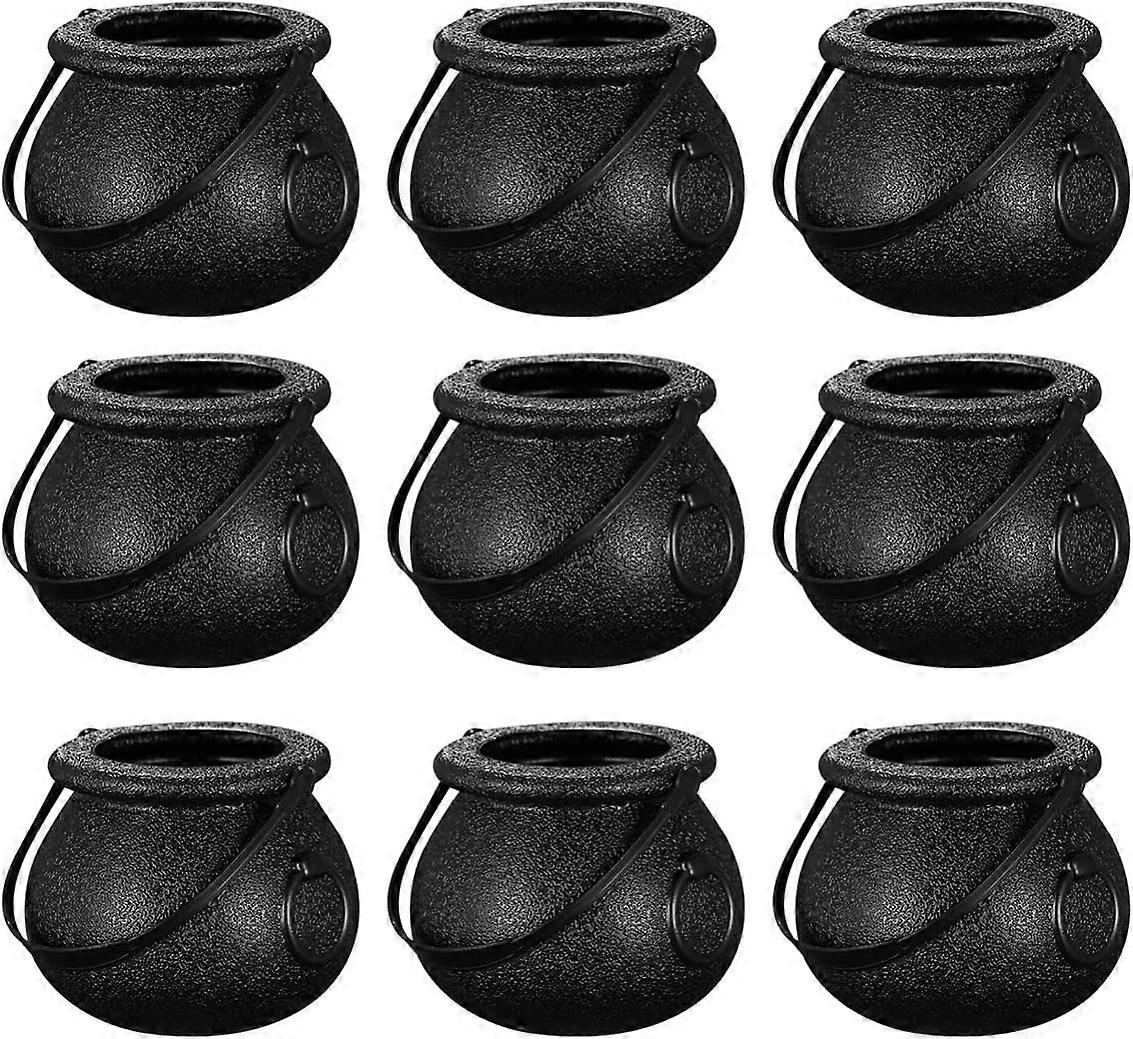 12 Pieces Witch Black Cauldron Multipurpose Plastic Candy Jar with Handle
