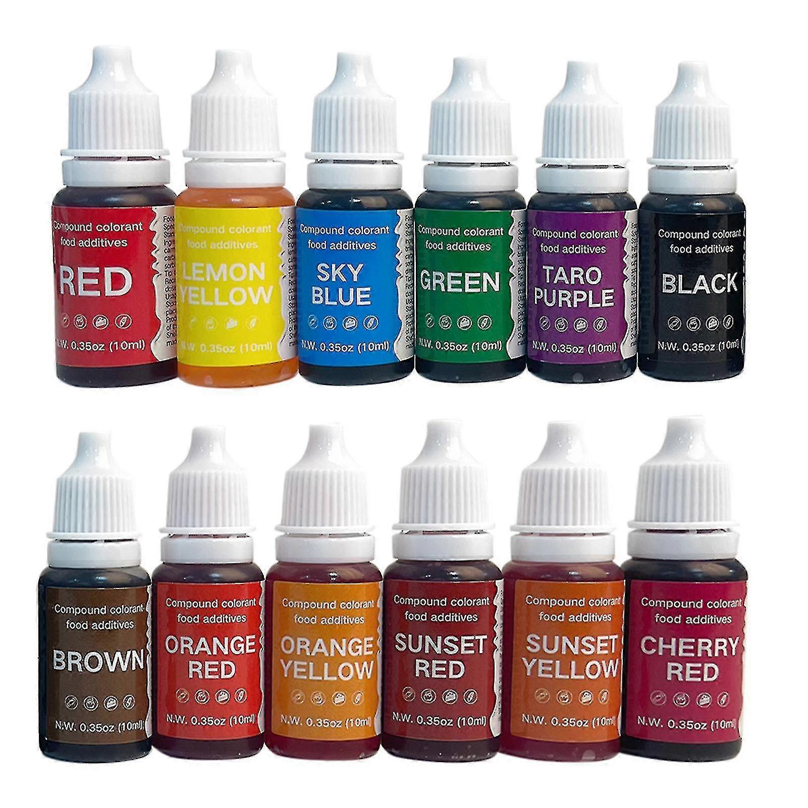 12/24pcs 10ml σύνολο χρωματισμού τροφίμων άγευστη υψηλής συγκέντρωσης πολλαπλών χρήσεων ζωντανή υγρή βαφή τροφίμων χρώματος ουράνιου τόξου για το ψήσιμο μαγείρεμα που διακοσμεί Mengyin