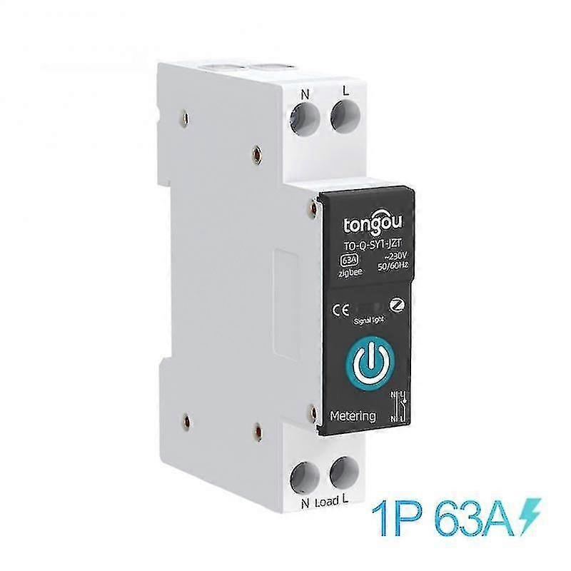 Tuya Zigbee Smart Switch Circuit Breaker With Metering 1p 63a Din Rail