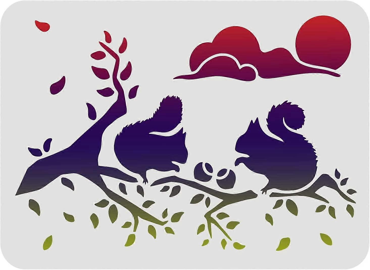Squirrel Stencil Template 29.7x21cm Large A4 Artful Stencil Reusable Drawing Template Flexible Sheets DIY T-shirt Paint Vinyl for Painting Drawing on 