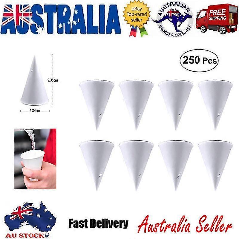 250pcs 3.7oz Disposable Cone Water Cups Paper Funnel Cups Snow Cone Cups - White