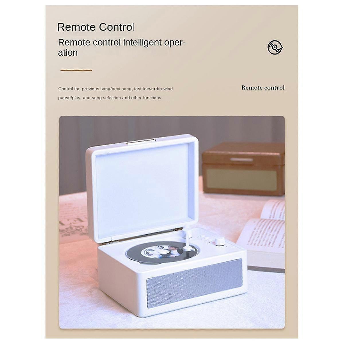 Portable Wireless Bluetooth Speaker, Multi-Functional Reprodutor CD Retro, Record Audio Player Brown