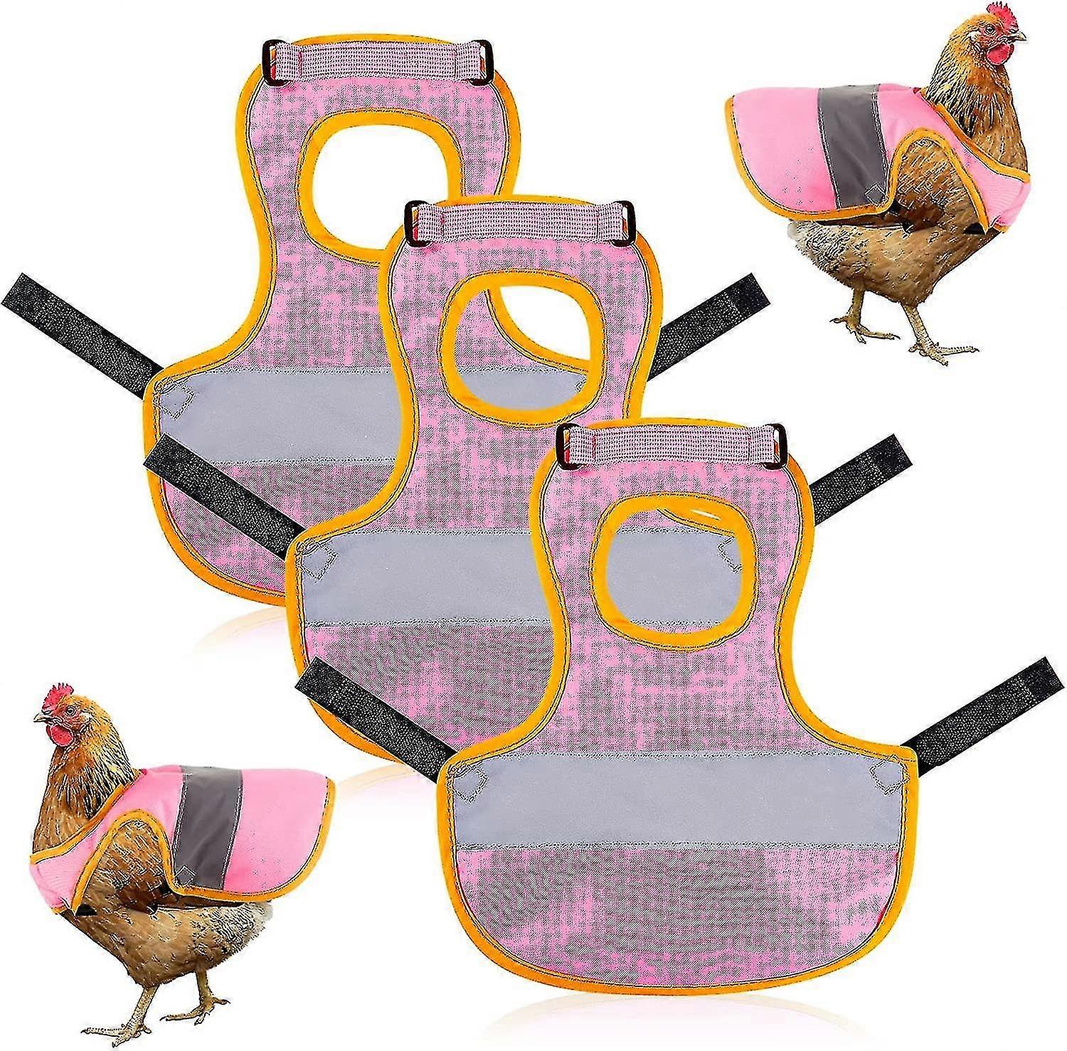3pcs Hen Reflective Vest Adjustable Chicken Harness Walking Chicken Hen Saddle Chicken Aprons Hens Feather Protection