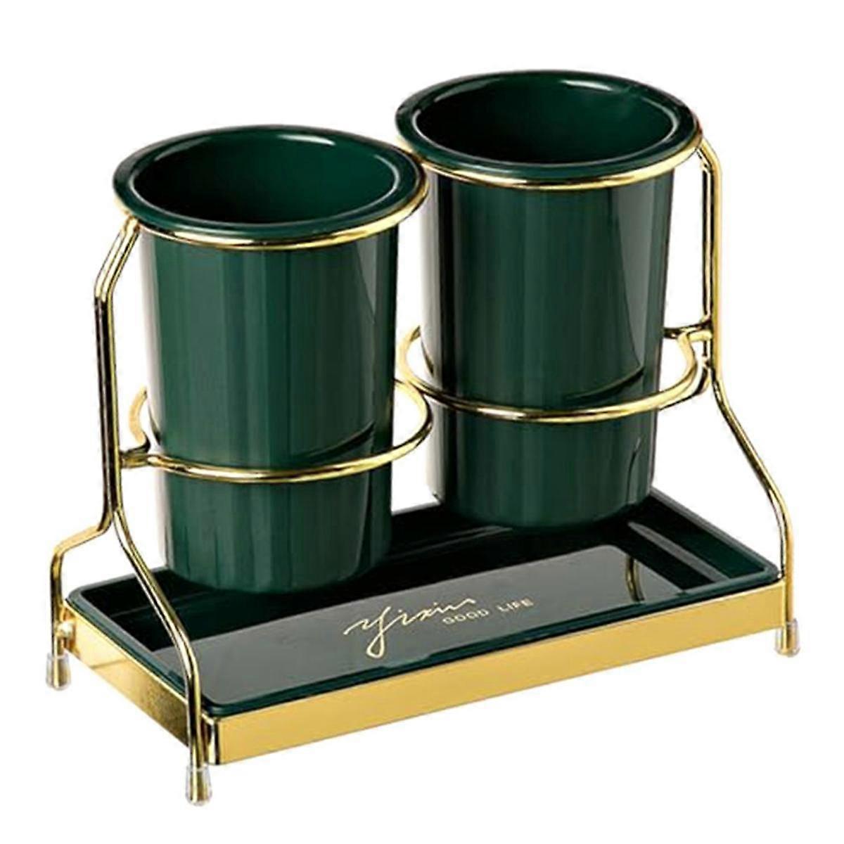 Tableware with Metal Rack, Kitchen Utensil Holder Crock,Utensil Holder Flatware Cutlery Storage Org