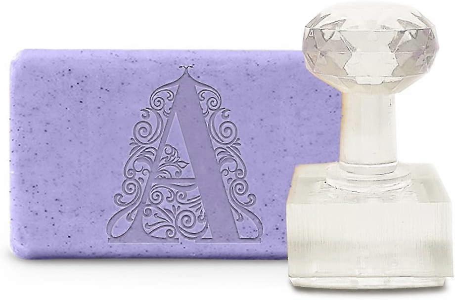 Handmade Soap Stamp Letter A Acrylic Soap Stamp with 1.57" Removable Handle Embossing Soap Stamps Soap Making for Cookie Clay Pottery Biscuits Gummier
