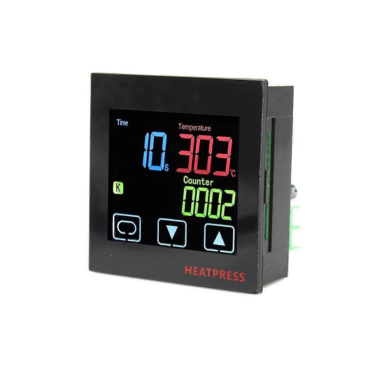 Hot Stamping Temperature Controller With Timer And Counter Function Time Alarm Heat Press Machine Thermostat Black