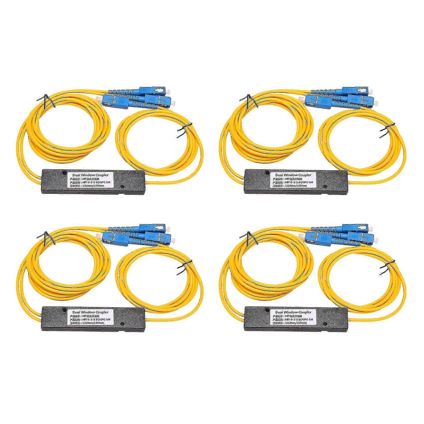 4x Ftth Sc Upc 1x2 Plc Single Mode Fiber Splitter Fbt Optical Coupler