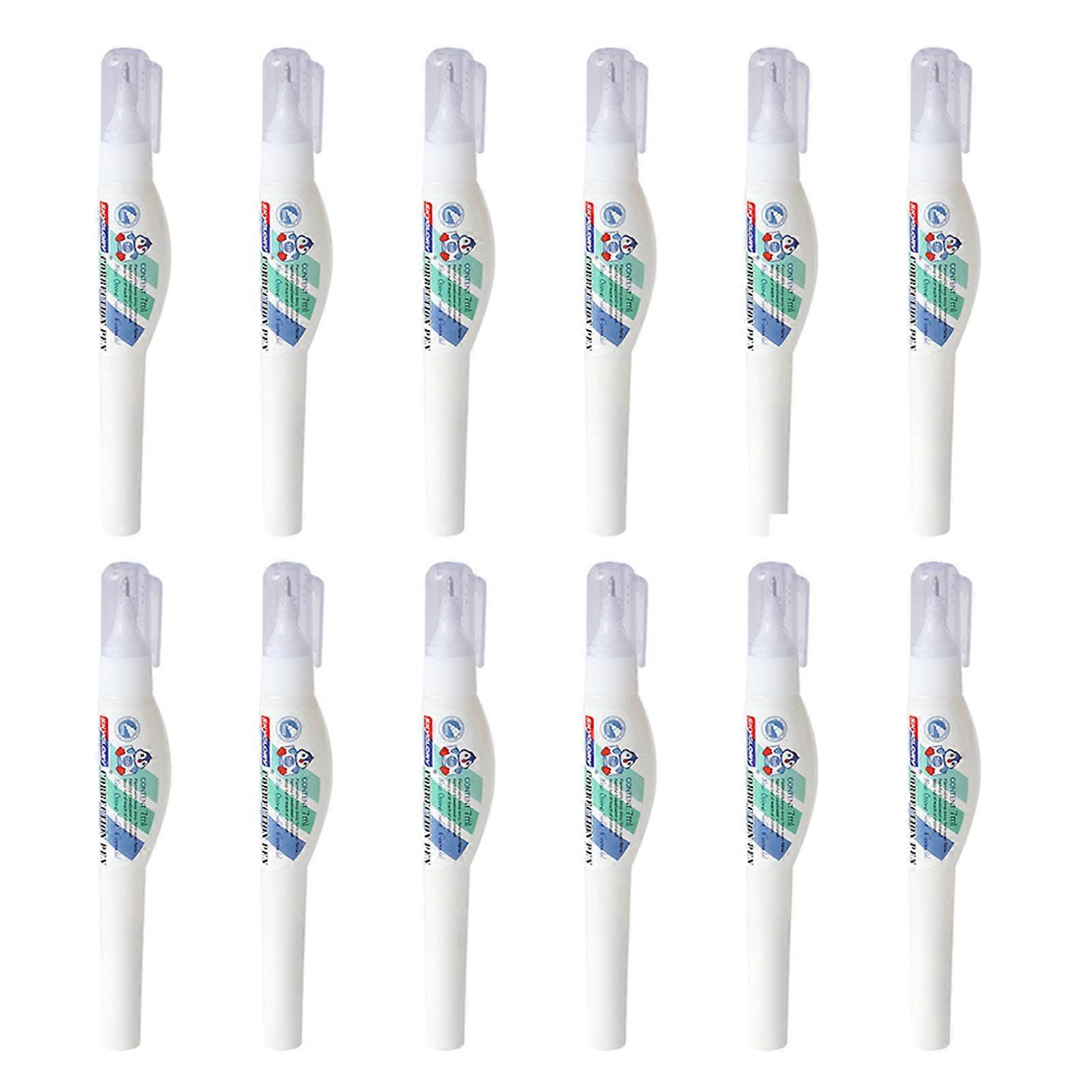 12pc/box Squeeze Quick Drying Office Fluid School Stationery 7ml Correction Pen Student Portable Needle Point Strong Coverage