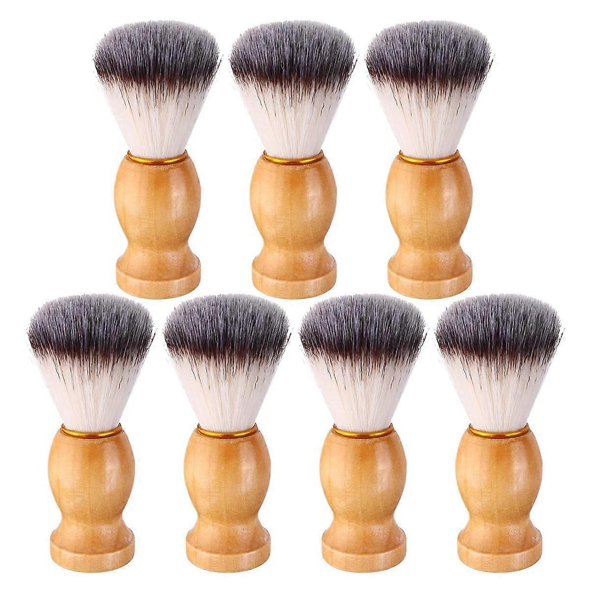 7Pcs Men Shaving Brush Wood Handle, Salon Tools Hand Crafted Shaving Brush Wood Handle Shave Brushe