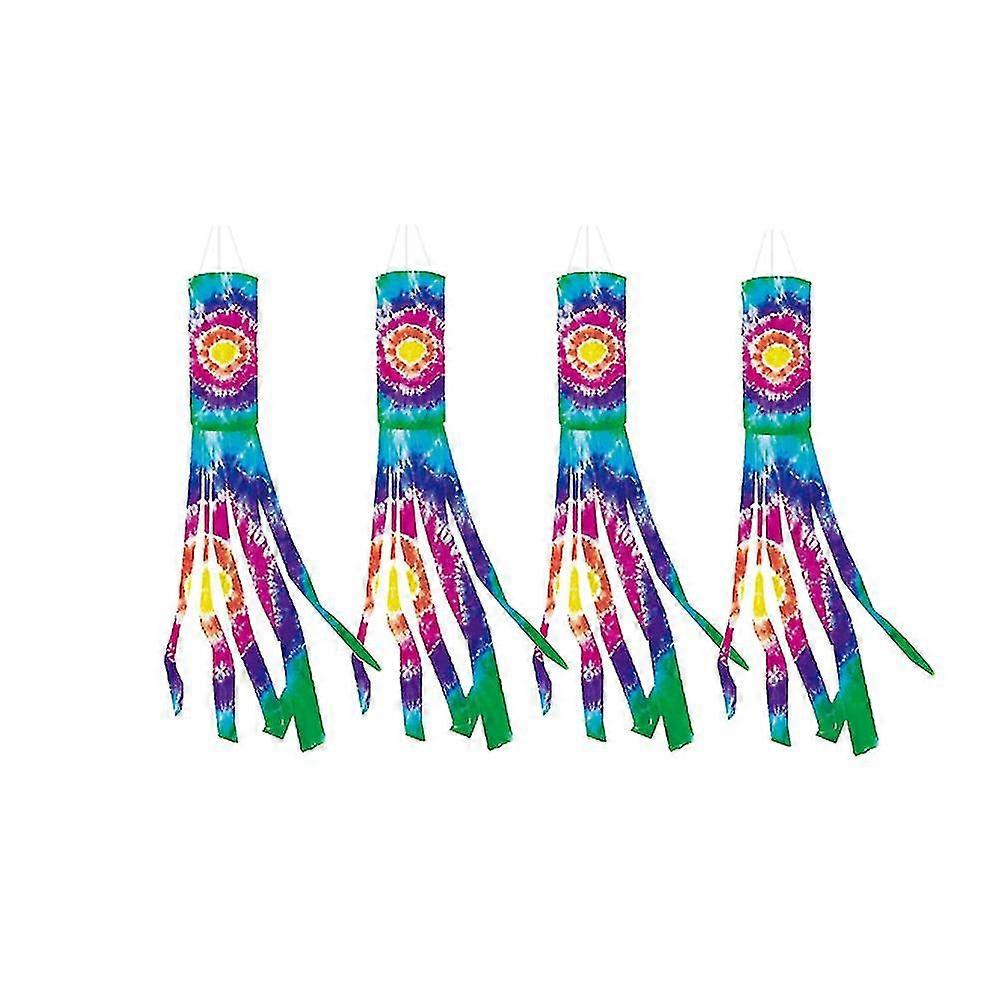 4 Pieces Tie Dye Windsocks Rainbow Windsock Flags Outdoor Hanging Decorations Home Yard Garden
