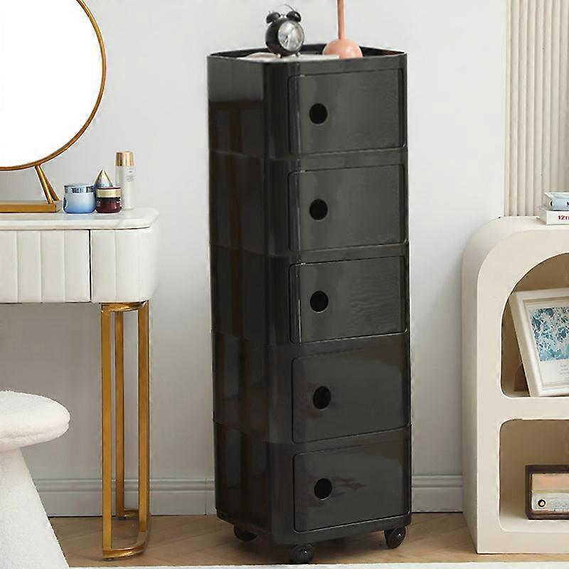 Storage Drawer Unit 5-Tier Square Plastic Rolling Storage Drawer Black