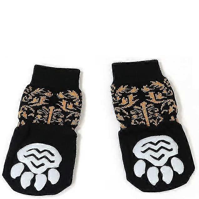 2pcs Dog Socks Anti-slip Pet Socks Cat Socks With Traction Control For Indoor Clothes,black(4xl)