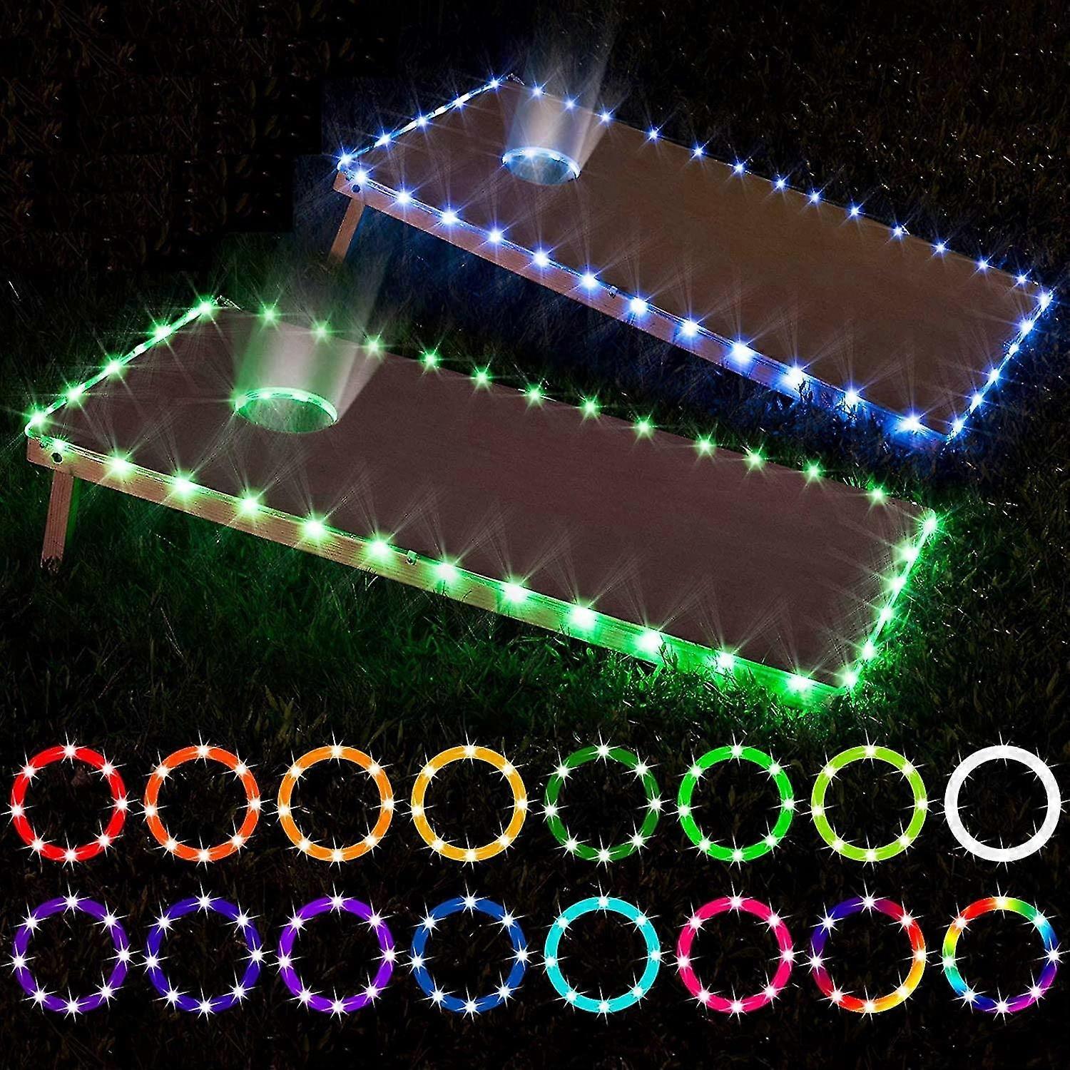 Led Cornhole Lights, Remote Control Cornhole Board Edge And Ring Led Lights, 16color