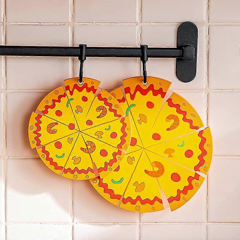 2 Pcs Pizza-shaped Dining Table Print Placemat,Medium + Large