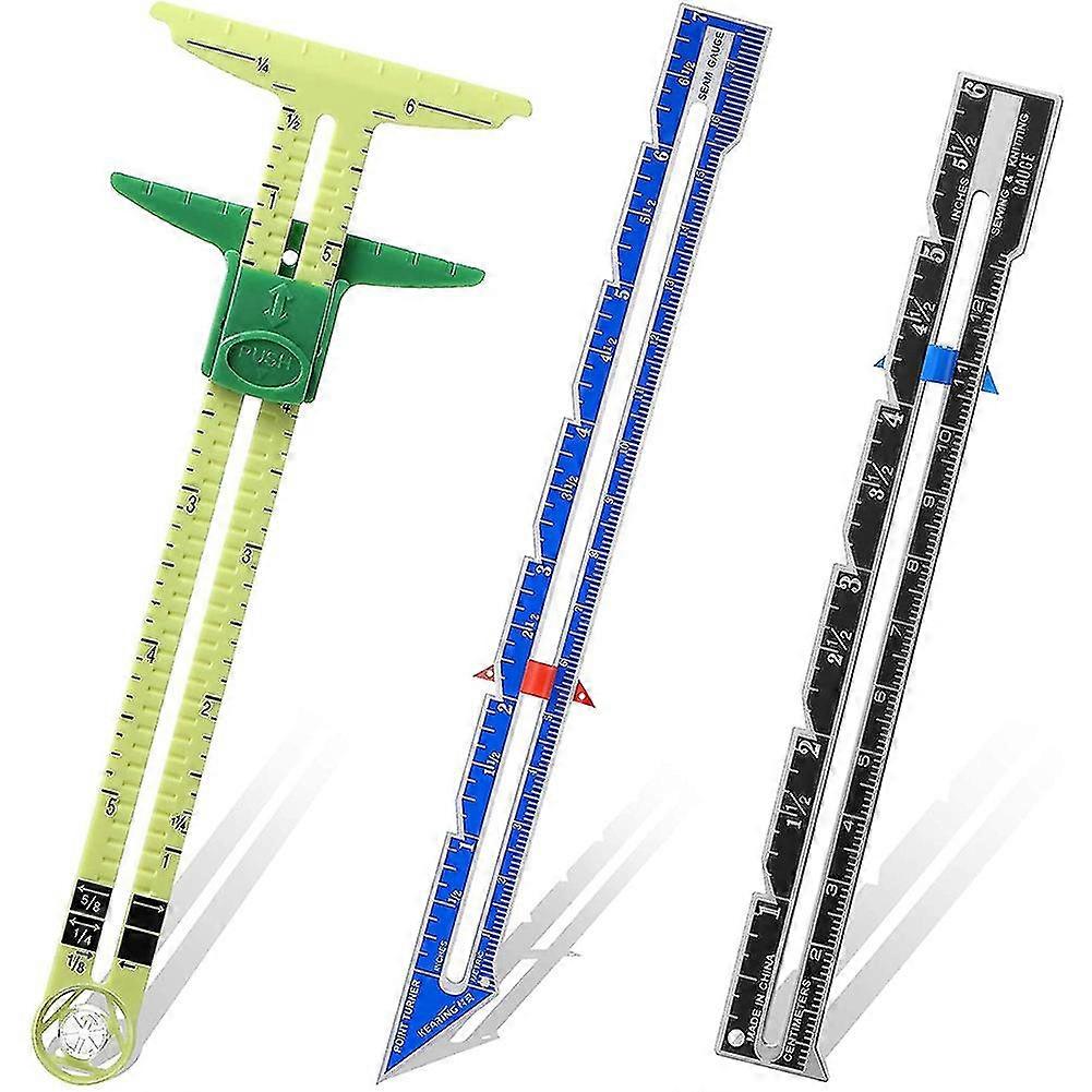 3 Pieces Sliding Gauge Measuring Sewing Tool Set Measuring Sewing Gauge For Beginner Knitting Craft