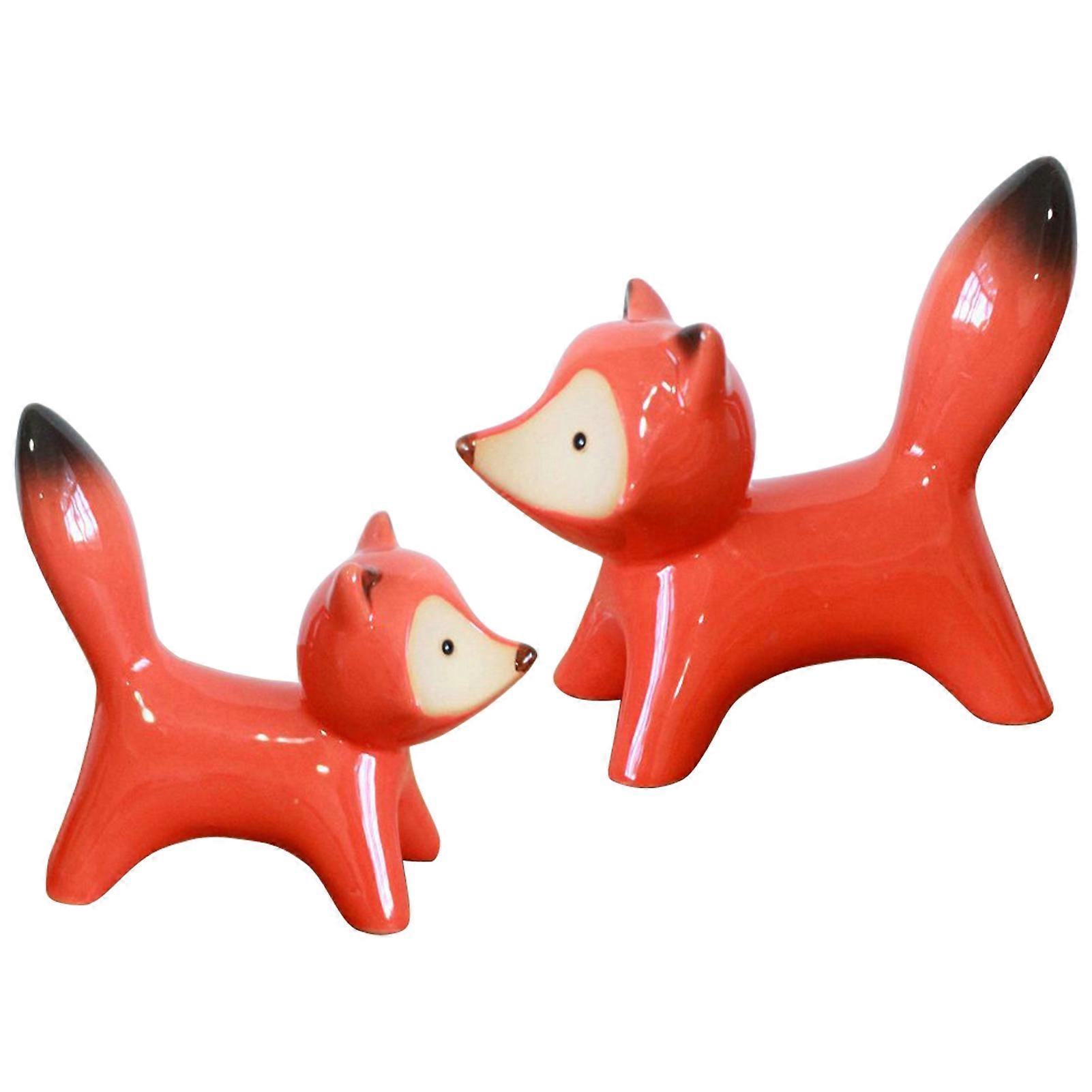 2Pcs Fox Ornament Decorative Delicate Distinctive Clear Lines Wisdom Fox Crafts Home Decor