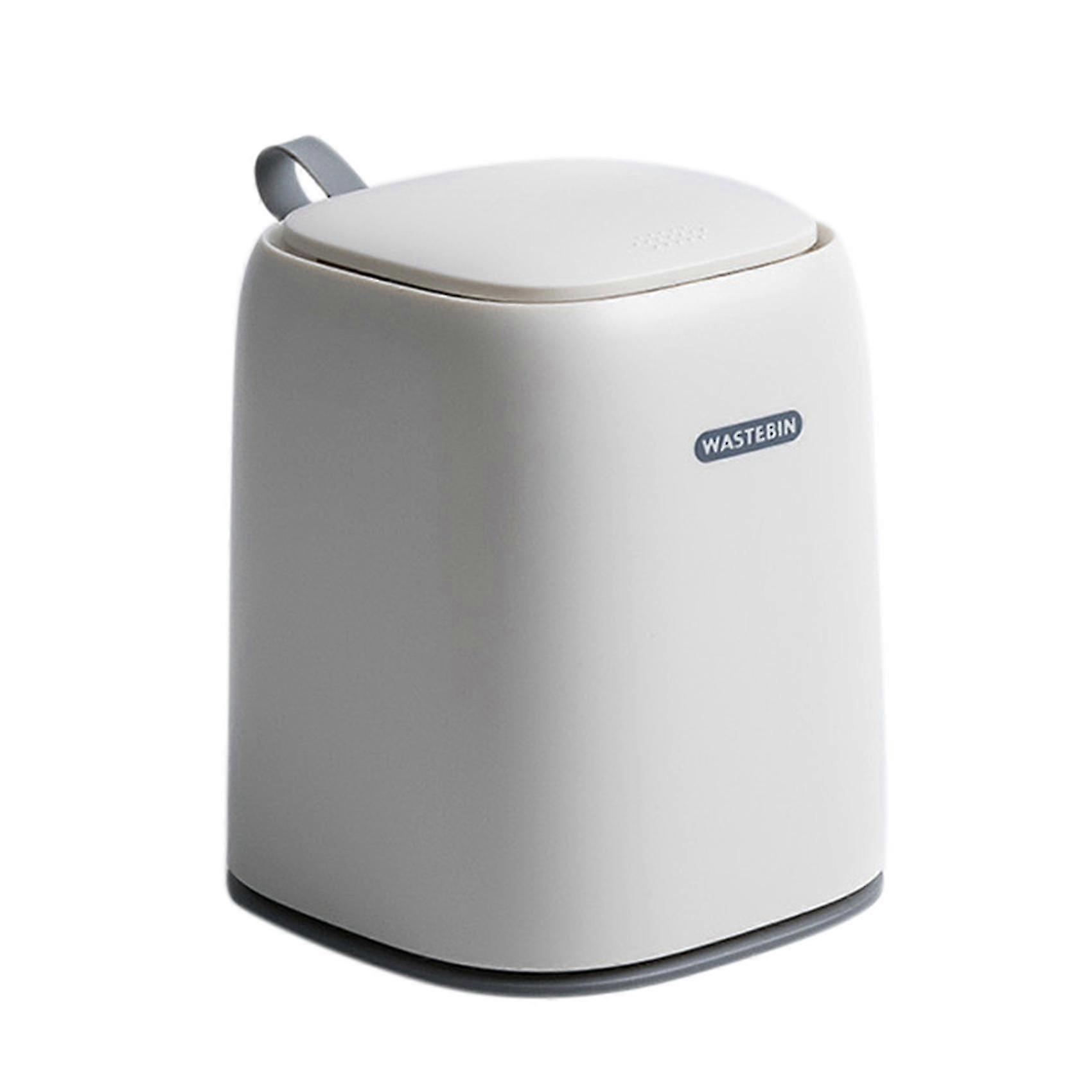 Mini Small Waste Bin Desktop Trash Can Plastic Dustbin -white