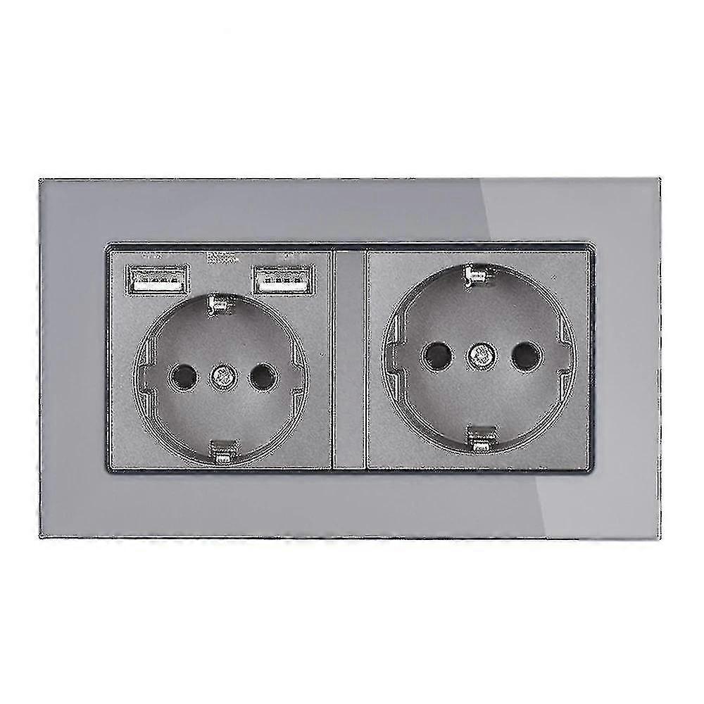 Eu Standard Grounded Electrical Socket With Usb Outlet Strip