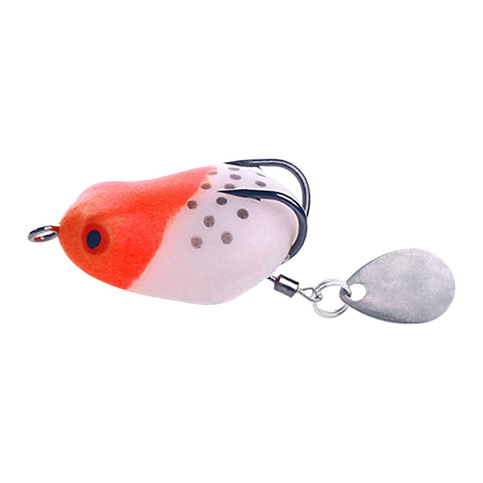 Kaesi 3CM/4G Fishing Lure Bright Color Simulated Sharp Hook Flexible Reusable Catch Fishes Universal Mini Snakehead Frog Rotatable Noise Sequin Soft B