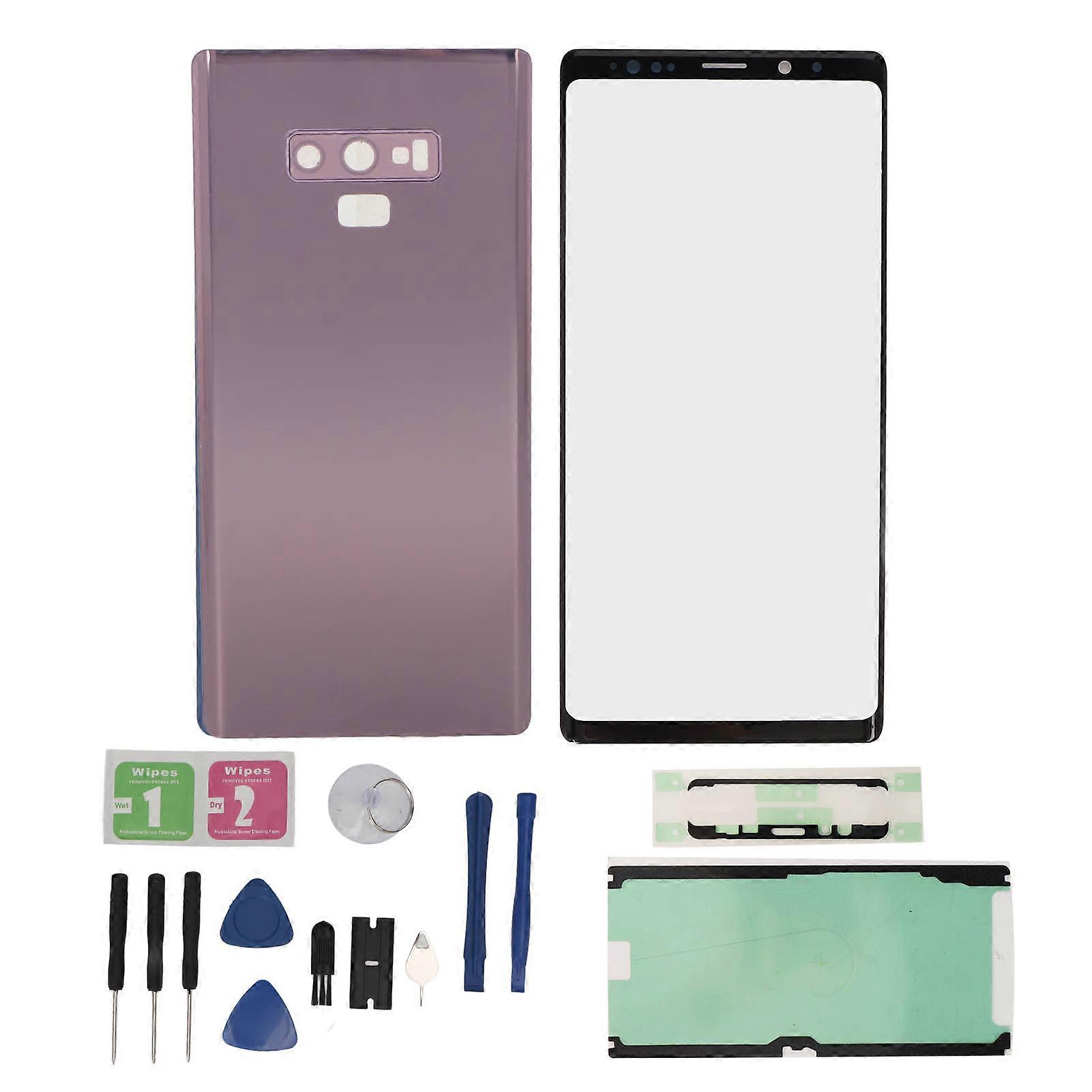 Galaxy Note 9用 携帯電話ガラススクリーンとリアドア 携帯電話スクリーンとリアパネル修理キット パープル