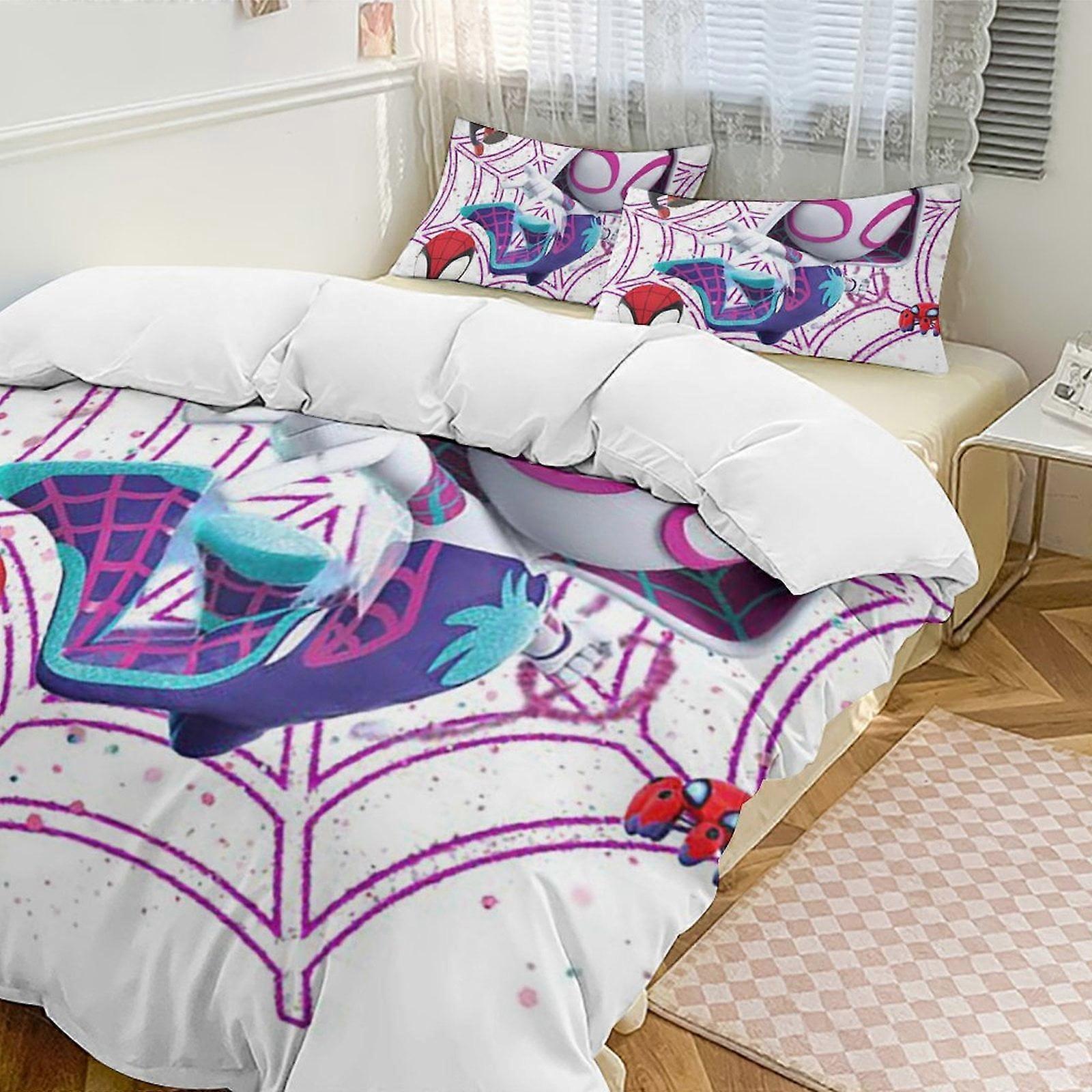 SQ2 Spider-Man 3-Piece Twin Bed Set - Includes 1 Single Quilt And 2 Pillow Cases Bedding - Fade Resistant Microfiber HZ2