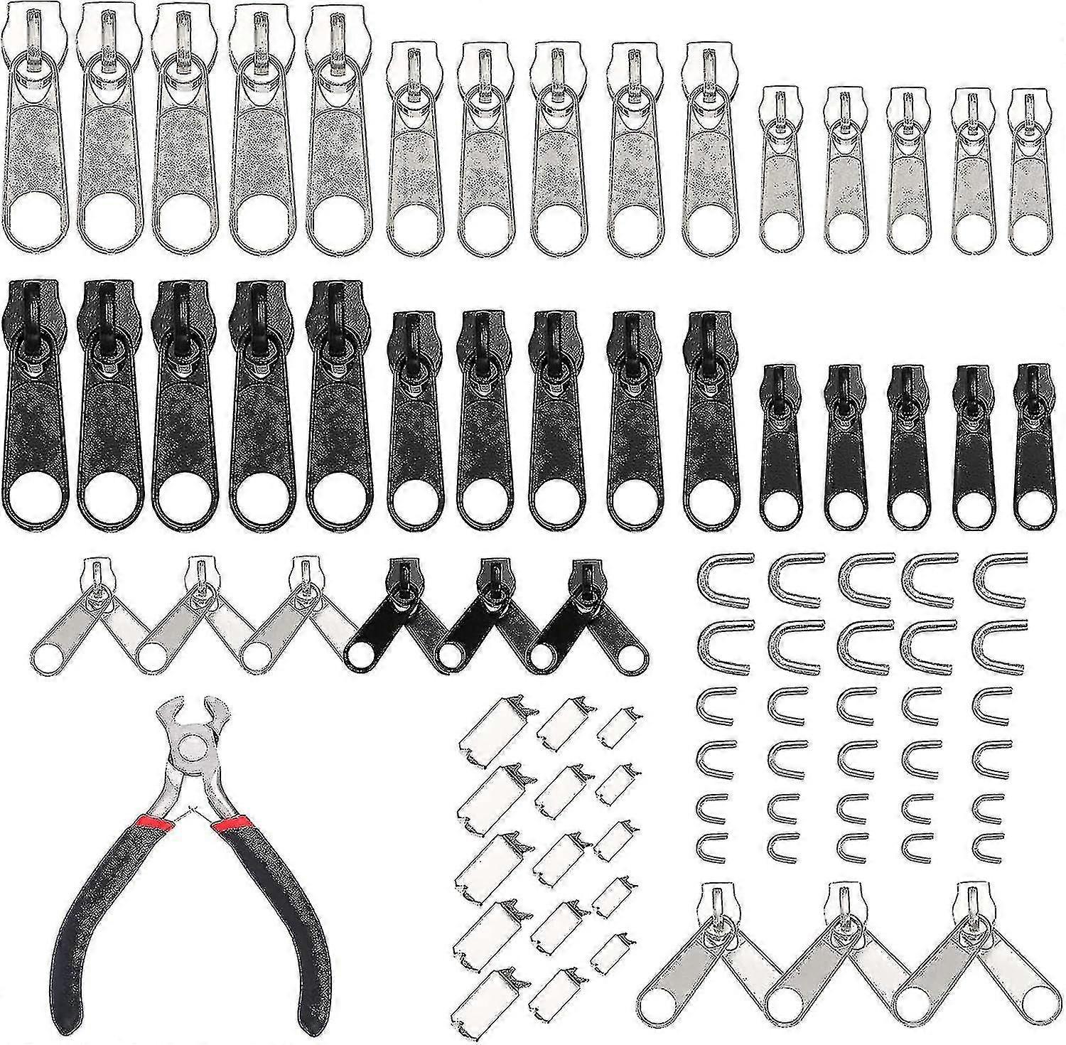 Zipper Repair Kit Substituição Slide: 85pcs Zipper Bottom Stop End - Fix Double Zipper Pull Replace #3#5#8 Zíper de bobina de nylon para jaqueta de bagagem Jeans