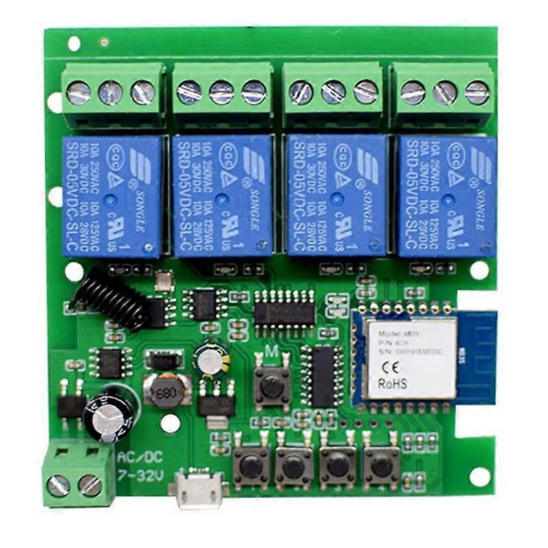 Tuya APP Smart Home Fjärrkontrollmodul Switch Fyrkanals Multi-Channel 5V12V 24V för Alexa Home