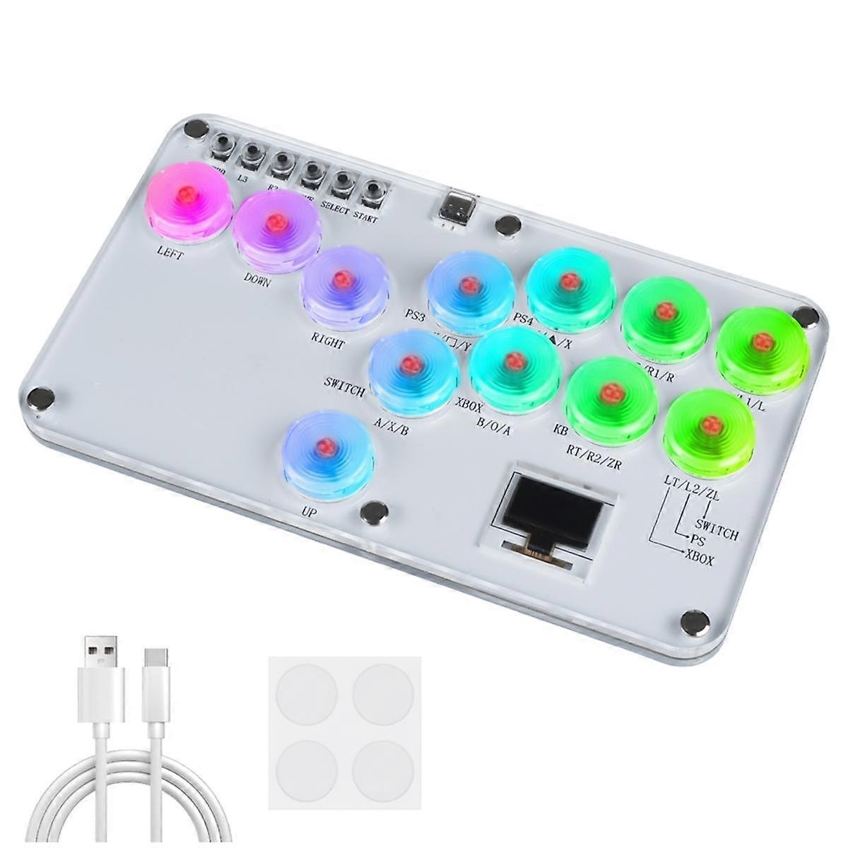 Fighting Stick Controller Colorful RGB Light Fighting Game Arcade Game Keyboard for PC Switch