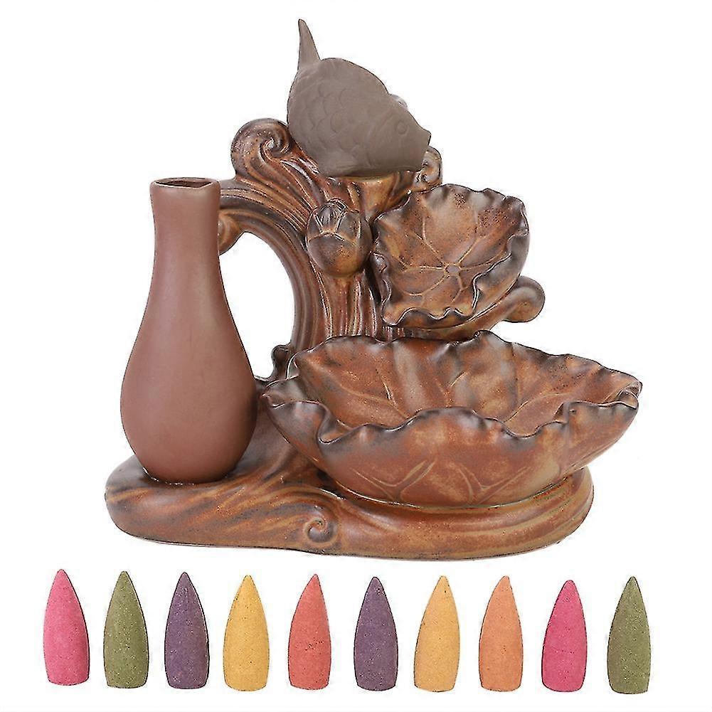 Classical Type Fish Ceramic Incense Holder Backflow Burner Home Office Decoration Gift