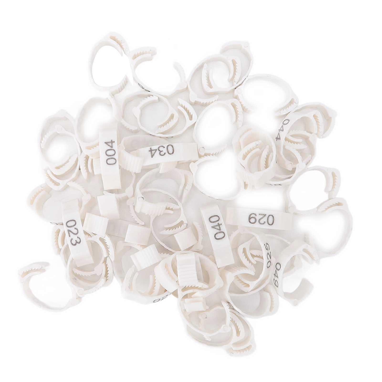 Numbered Poultry Leg Bands - 50pcs White Chicken Identification Rings for Ducks, Geese, and Pigeons