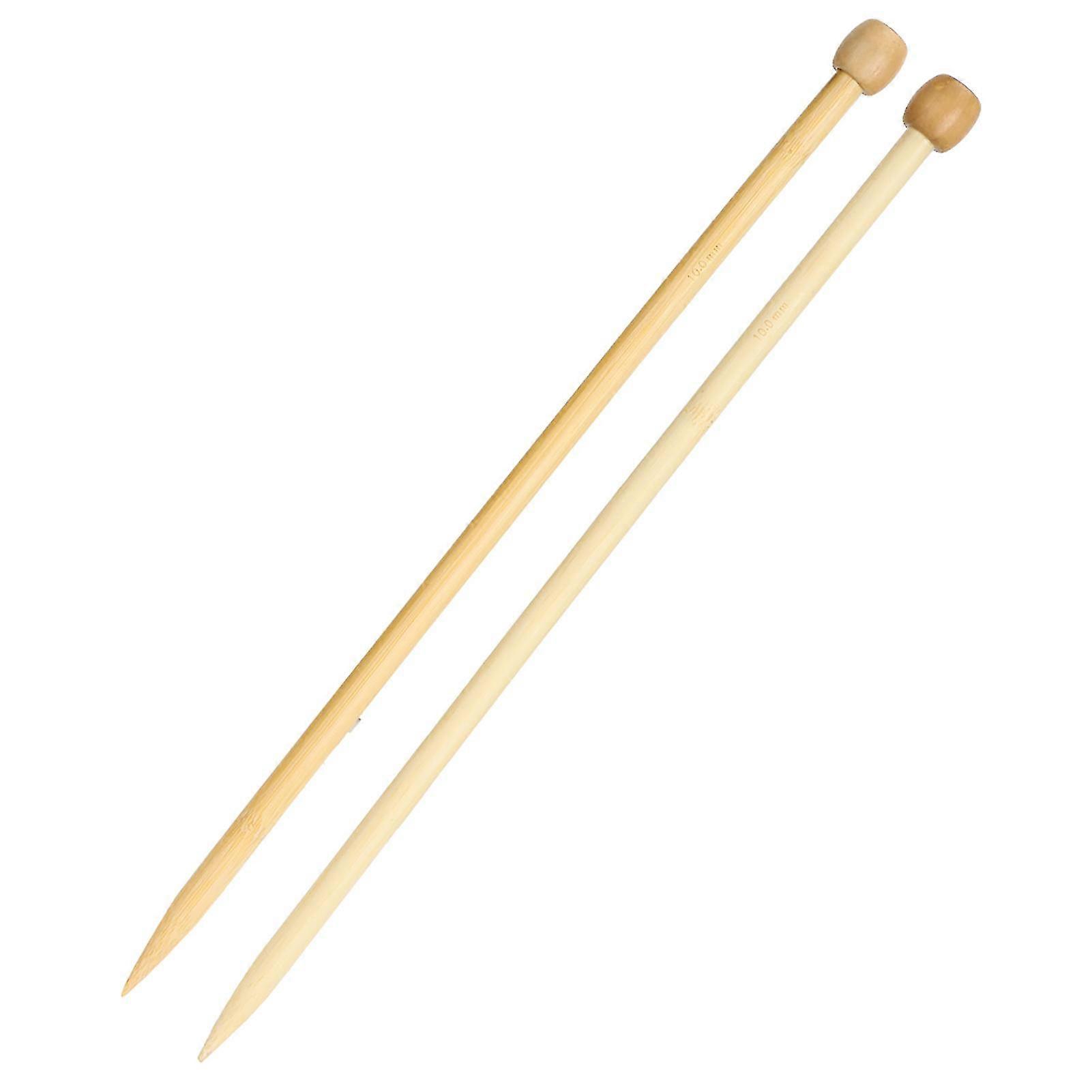 Large Size Single Point Wooden Knitting Needles 35cm13.8in - Set of 2 for DIY Scarf Sweater Weaving - 10mm
