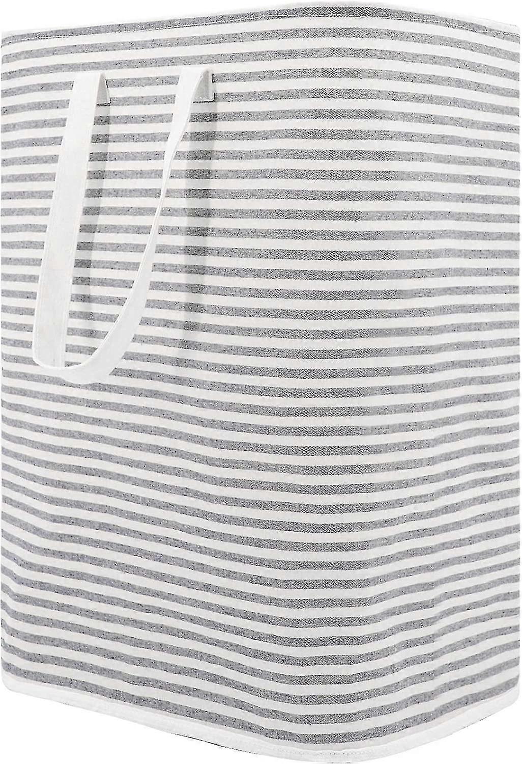 Laundry Hamper Collapsible Laundry Hamper Large Freestanding Laundry Hamper With Extended Handles, Waterproof Square Cube For Clothes, Toys (grey Stri