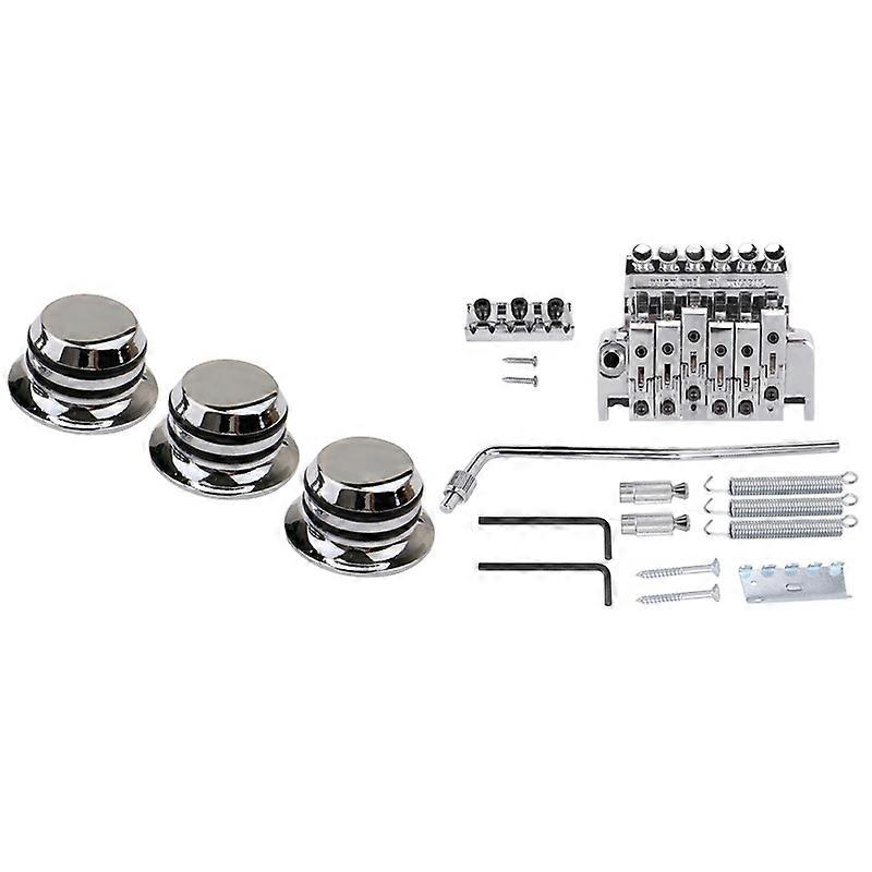 3Pcs Guitar Metal Top Hat Tone Tuning Knobs & 1 Set Bridge Double Locking System Pulled Electric Guitar String Bridge